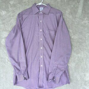 Brooks Brothers Regent Long Sleeve Button Up Dress Shirt Mens 16/34 Red White